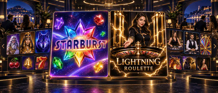 N1Bet Casino Spiele mit Starburst, Lightning Roulette, Slots und Live-Casino-Tischen.